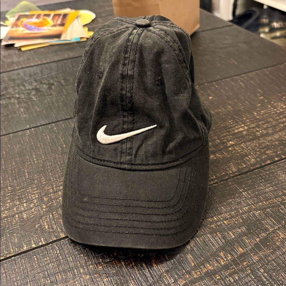 Nike Black Cap with White Swoosh